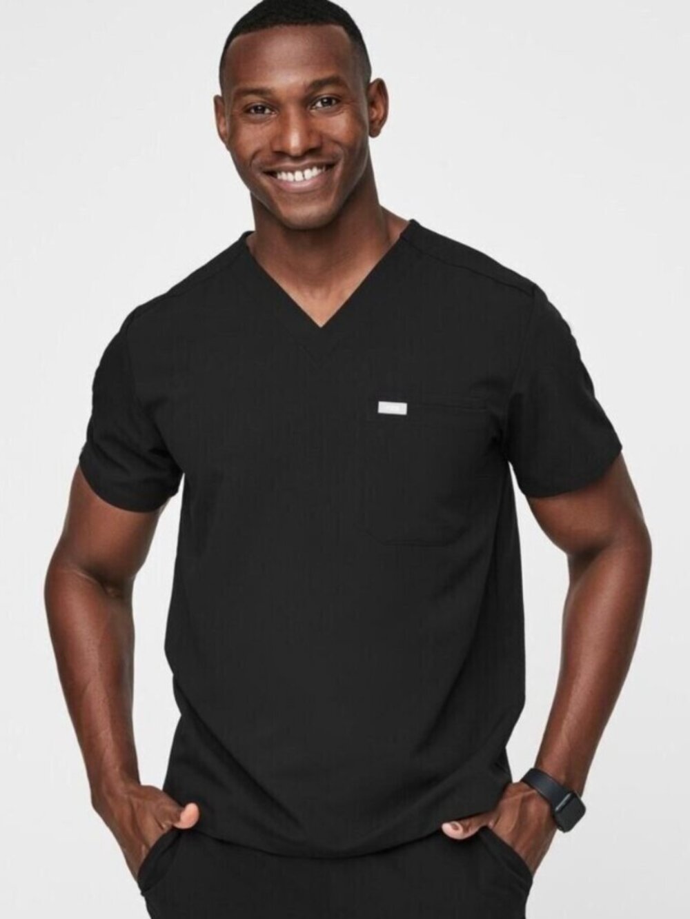 FIGS Men's EUC Leon 3-Pocket Scrub Top Technical Collection Black #FM1500 | M